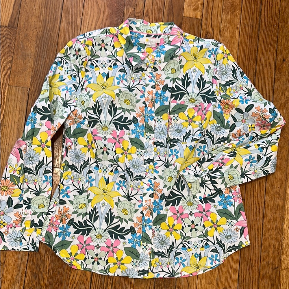 Boden Floral Button-Down Shirt in Yellow, Pink, Blue & Green